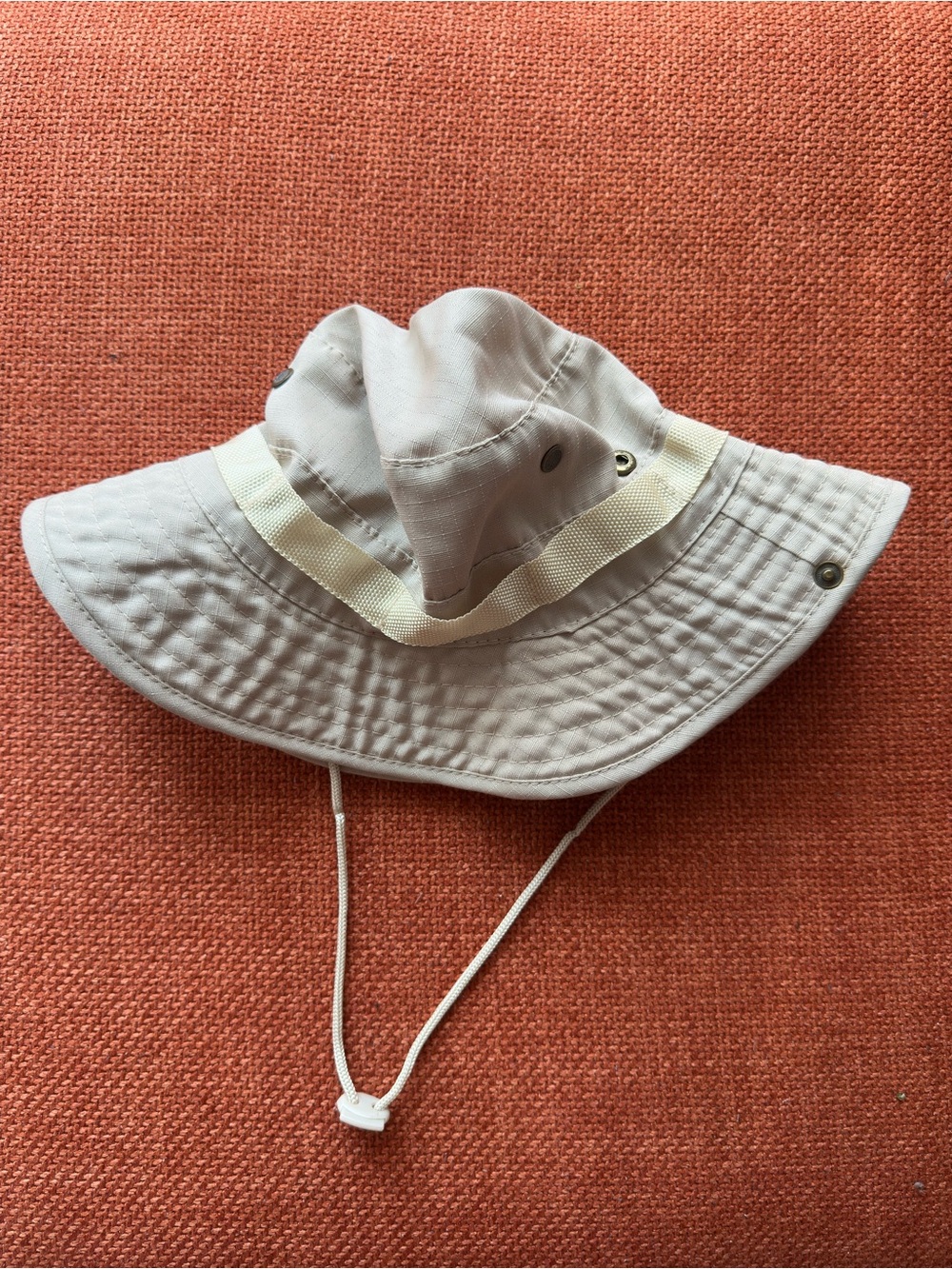 Bucket Hat - Cream Wide Brim with Chin Strap